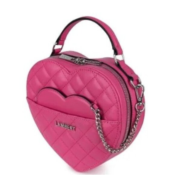 Lambert Pink Heart Shape Vegan Leather Bag - Picture 2 of 6